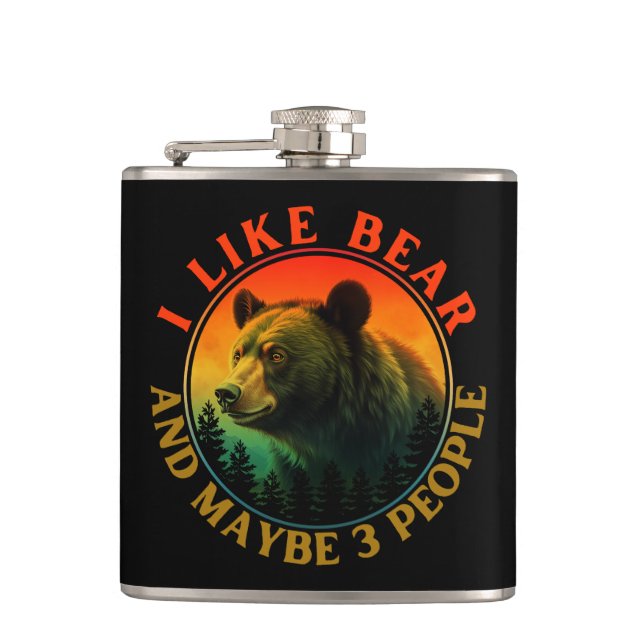 I like bear and maybe 3 people hip flask (Front)