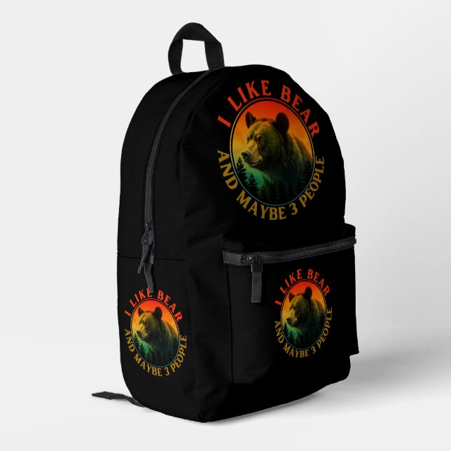I like bear and maybe 3 people printed backpack (Back Corner Left)