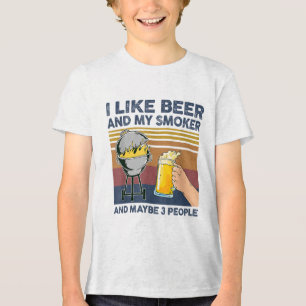 I Like Beer And My Smoker And Maybe 3 People Bbq G Tri-Blend Shirt