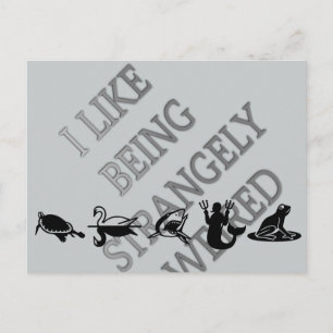 I Like Being Strangely Weird: Bold Text Design Postcard