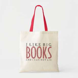 I like Big Books Dark Red Text Design Tote Bag