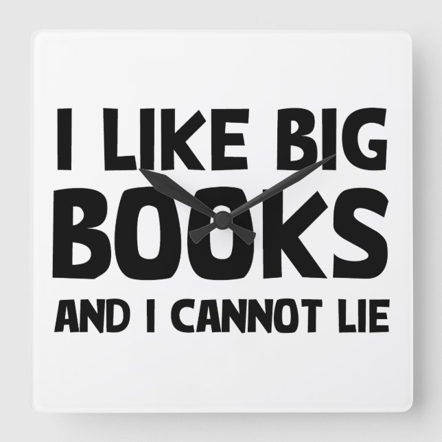 I Like Big Books Square Wall Clock (Front)
