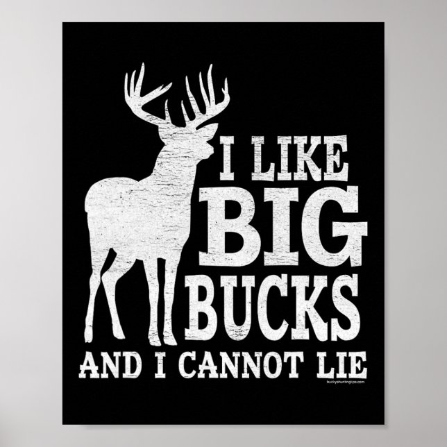 I Like Big Bucks And I Cannot Lie - Whitetail Deer Poster (Front)