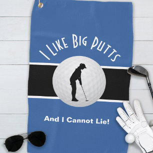 I Like Big Putts Funny Blue Lady Golfer Golf Towel