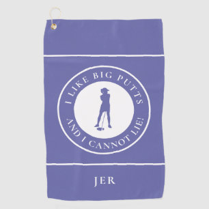 I Like Big Putts Funny Lady Golfer Very Peri Blue Golf Towel
