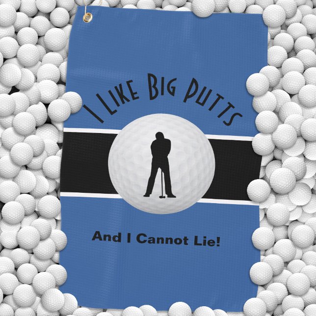 I Like Big Putts Golf Humour Fun Blue Black Golf Towel (I Like Big Putts Golf Humor Fun Blue Black Golf Towel)