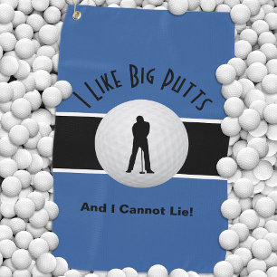 I Like Big Putts Golf Humour Fun Blue Black Towel