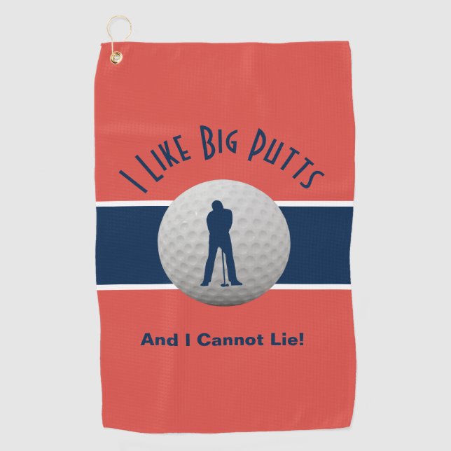 I Like Big Putts Golf Humour Fun Red Blue Towel (Front)