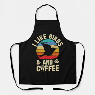 I like Birds & Coffee Funny vintage Birds theme lo Apron
