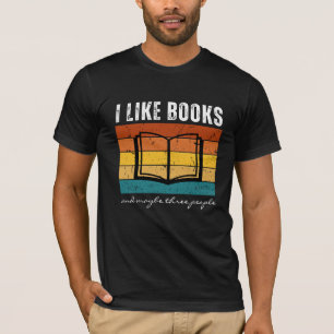 I Like Books and Maybe Three People Retro Sunset T-Shirt