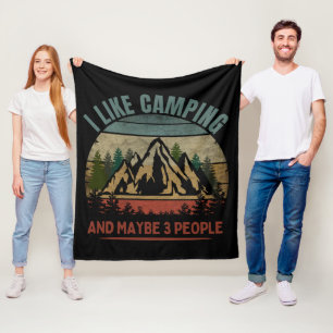 I LIKE CAMPING AND MAYBE 3 PEOPLE FLEECE BLANKET