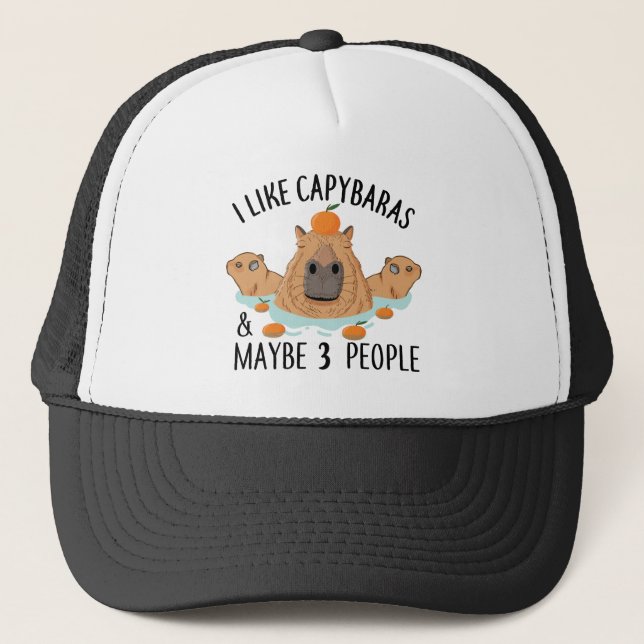 I like Capybaras and maybe 3 people Funny Baby Trucker Hat (Front)