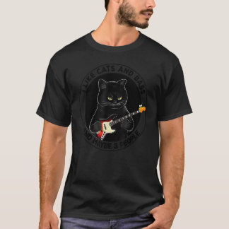 I Like Cats And Bass And Maybe 3 People Cat Guitar T-Shirt