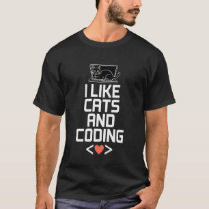 I Like Cats and Coding Programmer Passion Tech - T-Shirt