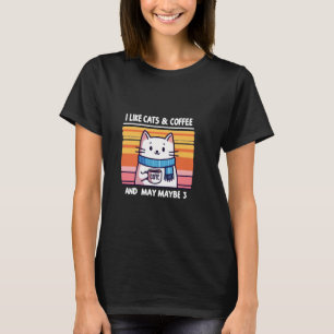 I Like Cats and Coffee Graphic Vintage Cat Pet Day T-Shirt