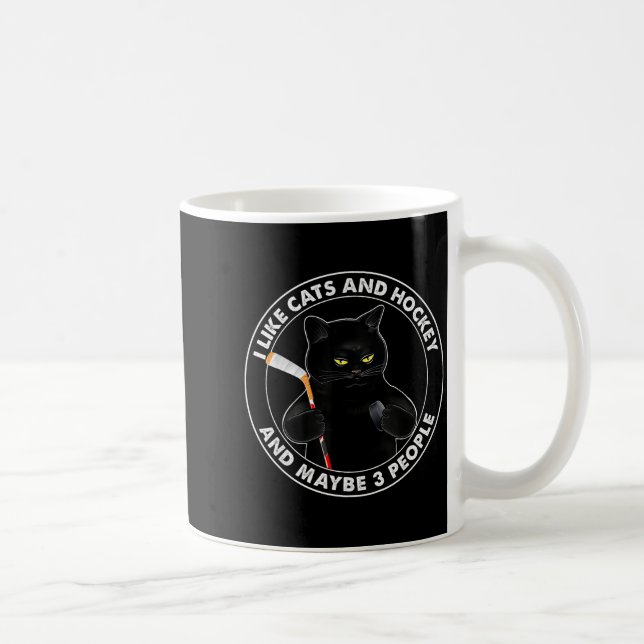 I Like Cats And Hockey And Maybe 3 People Funny Bl Coffee Mug (Right)
