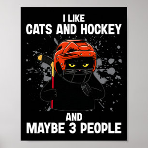 I Like Cats And Hockey And Maybe 3 People Funny Ca Poster