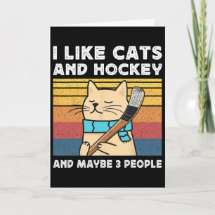 I Like Cats And Hockey And Maybe 3 People Retro Fu Card