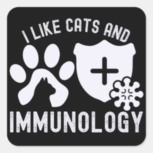 I Like Cats and Immunology Square Sticker