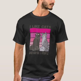 I Like Cats And Maybe 3 People  Cat  Introvert Kid T-Shirt