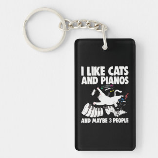 I Like Cats And Piano Women Musician Piano Music Key Ring