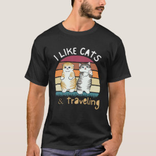I like Cats & Camping Sunset Retro Cat  s T-Shirt