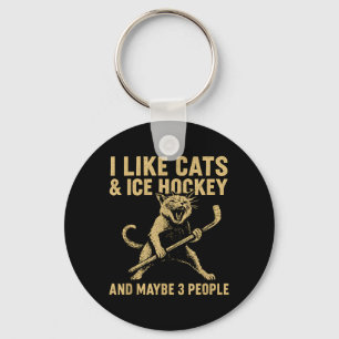 I Like Cats Ice Hockey And Maybe 3 People 3 Key Ring