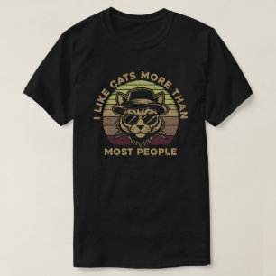 I Like Cats More Than Most People Retro Sunset T-Shirt