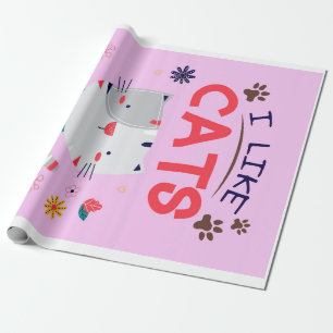 I Like Cats More Than People Gift,Cute Kitten Gift Wrapping Paper