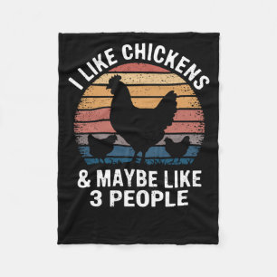I Like Chickens Maybe Like 3 People Funny Vintage Fleece Blanket