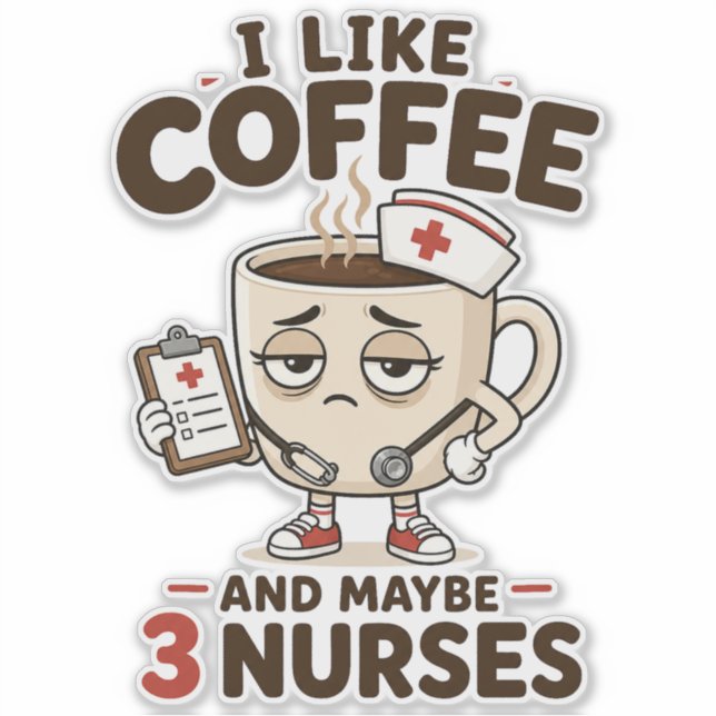 I Like Coffee And Maybe 3 Nurses Funny Nurse (Front)