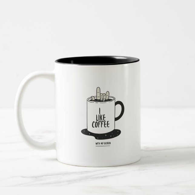 I Like Coffee With My Oxygen Two-Tone Coffee Mug (Left)