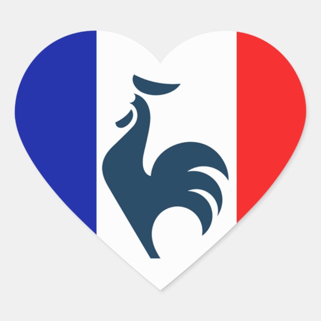 I like coq flag France Heart Sticker (Front)