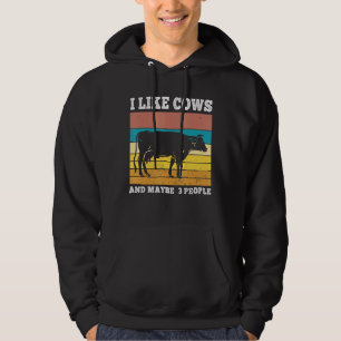 I Like Cows And Maybe 3 People Retro Cow Hoodie