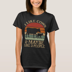 I Like Cows And Maybe Like 3 People Retro Farmer T-Shirt