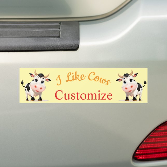 I Like Cows Art Thunder_Cove Bumper Sticker (On Car)