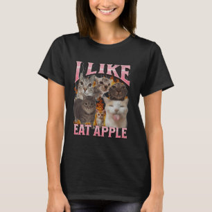 I Like Eat Apple Funny Cat Meme Bootleg Graphic T-Shirt