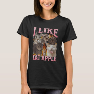 I Like Eat Apple Funny Cat Meme Bootleg Graphic T-Shirt