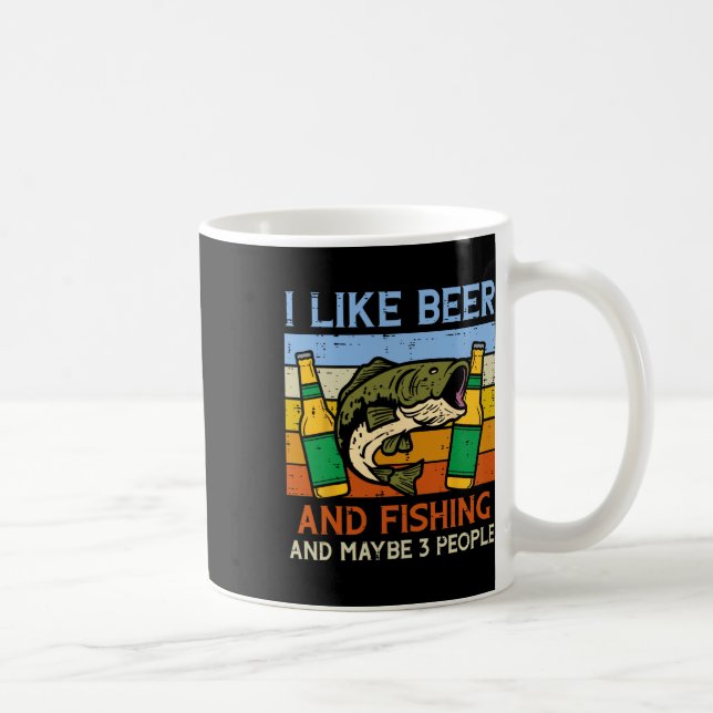 I Like Fishing And 3 People Retro Fisherman Angler Coffee Mug (Right)