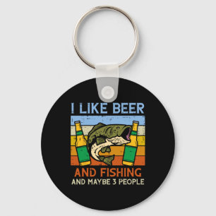 I Like Fishing And 3 People Retro Fisherman Angler Key Ring
