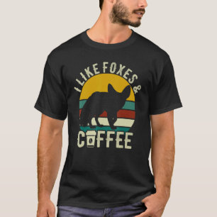 I like Foxes & Coffee Funny Retro Vintage Foxes th T-Shirt