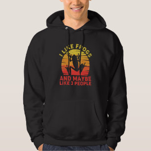 I Like Frogs And Maybe 3 People Retro Frog Hoodie