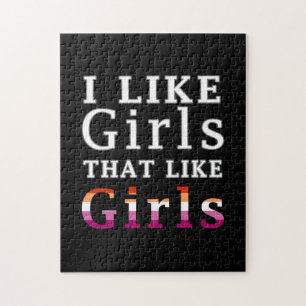 I like Girls that like   Lesbian Pride  Jigsaw Puzzle