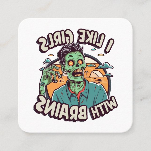 I Like Girls with Brains Square Business Card (Front)