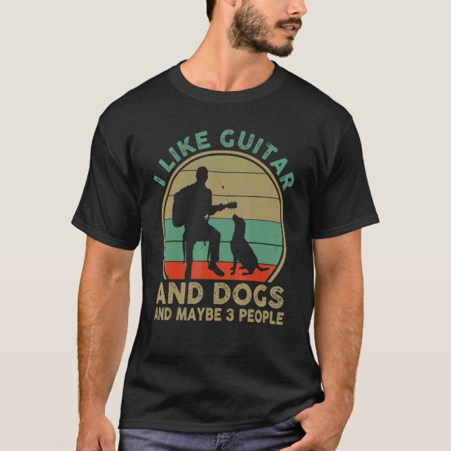 I Like Guitar And Dogs And Maybe 3 People Vintage T-Shirt (Front)