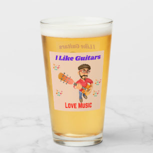 I Like Guitars and Love Music glass mug