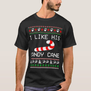 I Like His Candy Cane Couple Matching Christmas Me T-Shirt