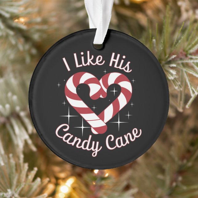 I Like His Candy Cane Funny Couples Matching   Ornament (Tree)