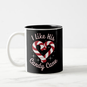 I Like His Candy Cane Funny Couples Matching Two-Tone Coffee Mug