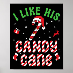 I Like His Candy Cane Santa Couple Christmas Match Poster